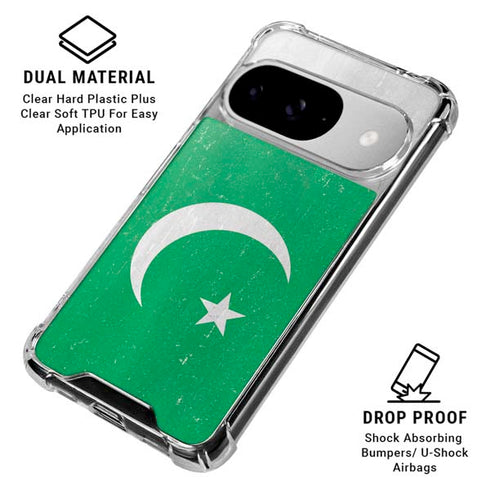 Pakistan Flag Distressed Google Pixel 10 Clear Case